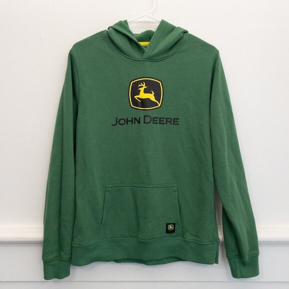 John Deere Hoodie | Youth XXL (18) | Unisex | Green Fleece Pullover with Logo - Picture 2 of 6